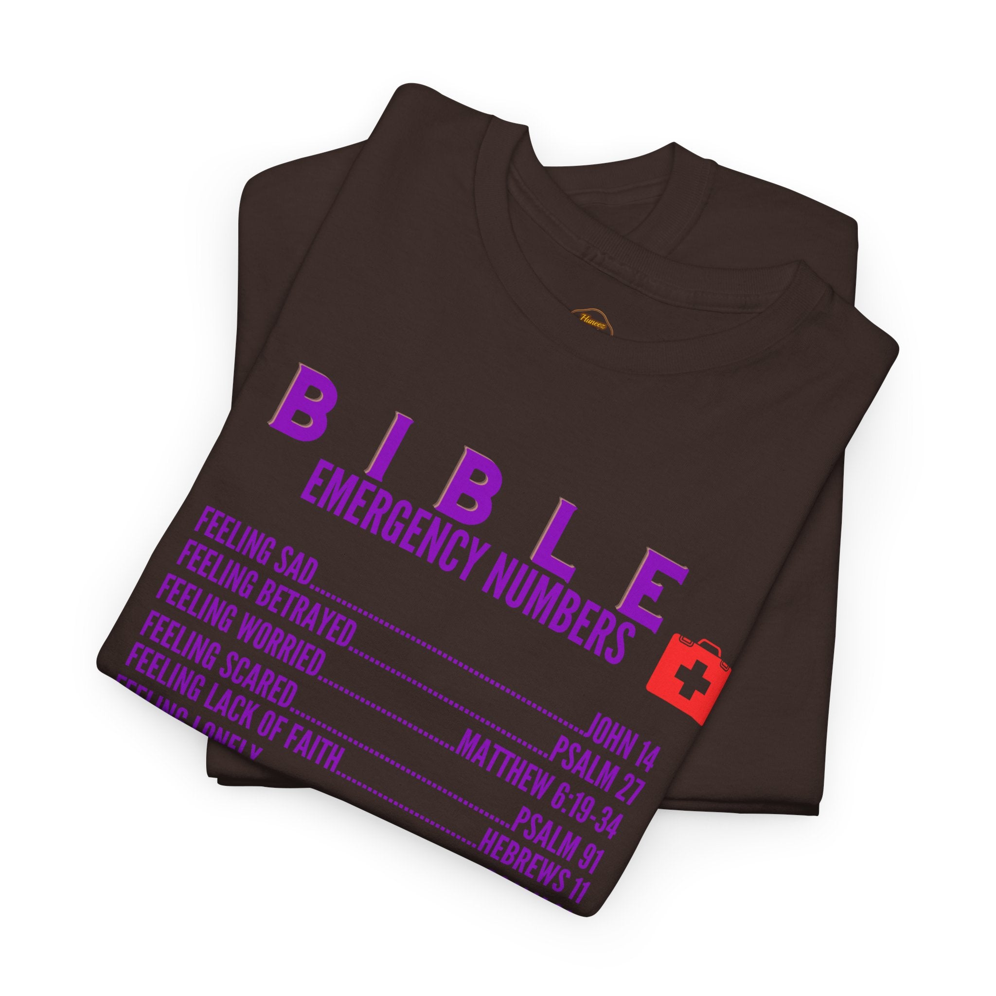 Bible Emergency Numbers Tee - Purple