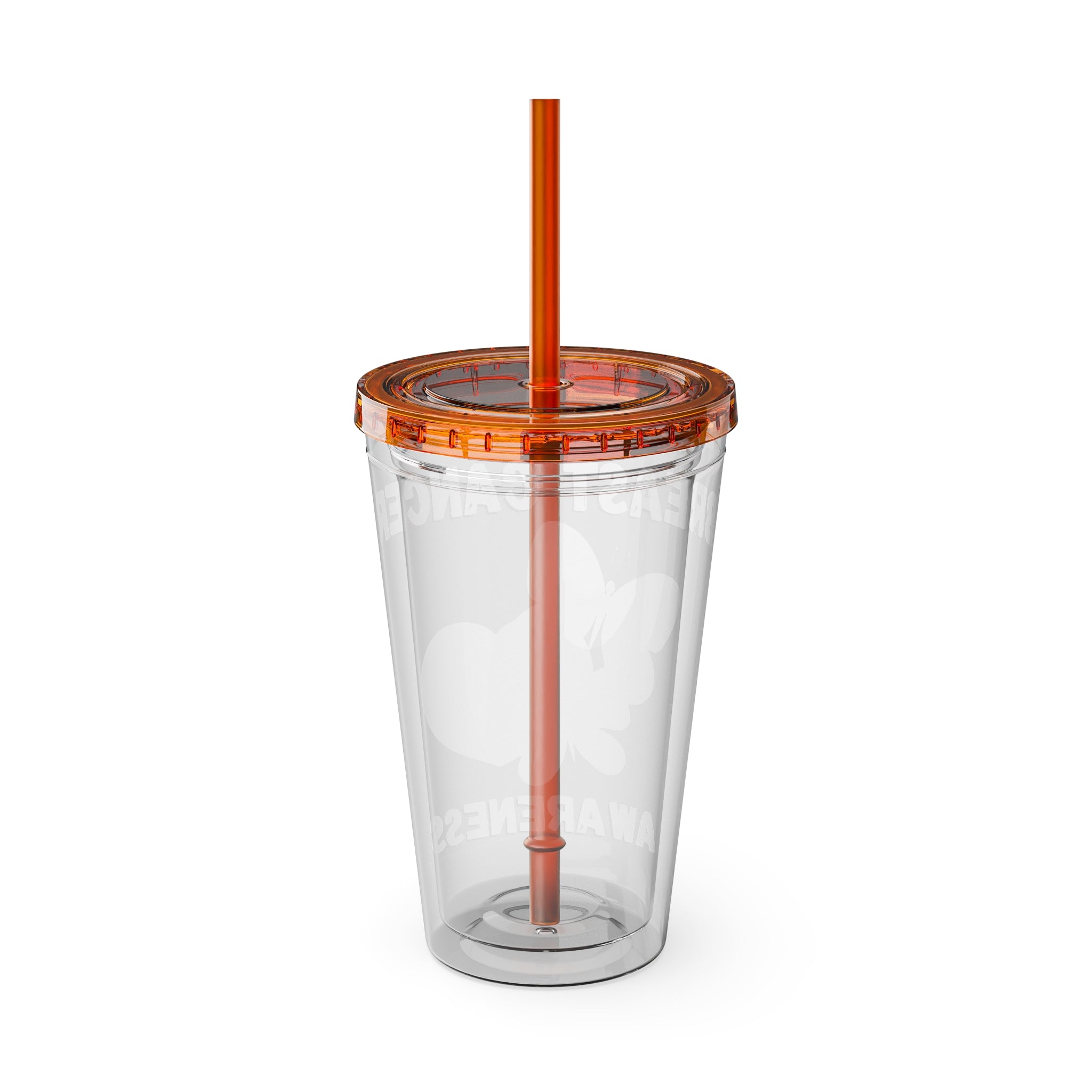 Breast Cancer Awareness 16oz Tumbler with Straw - Butterfly, Heart