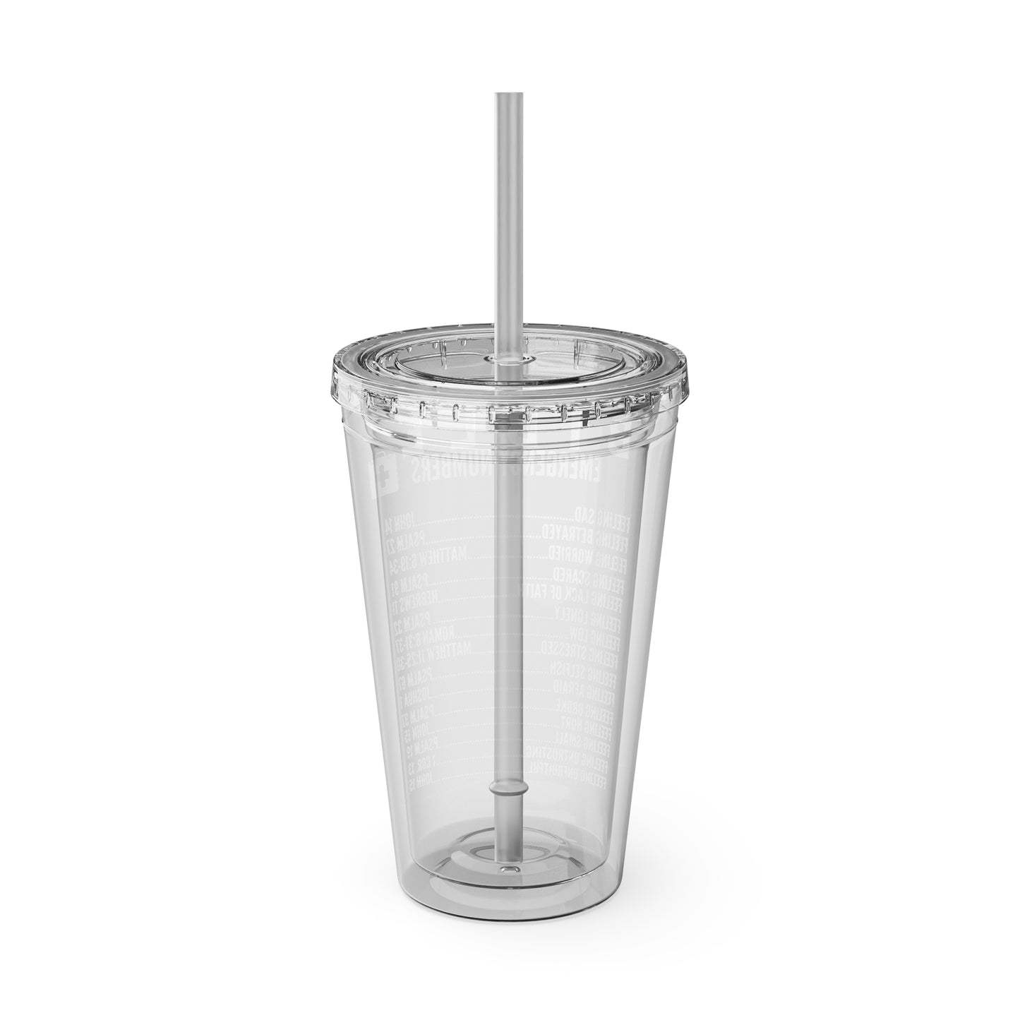 Bible Emergency Numbers 16oz Tumbler with Straw