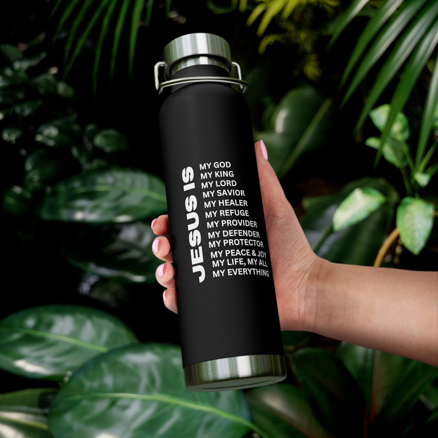 Christian JESUS IS 22oz Insulated Water Bottle - White