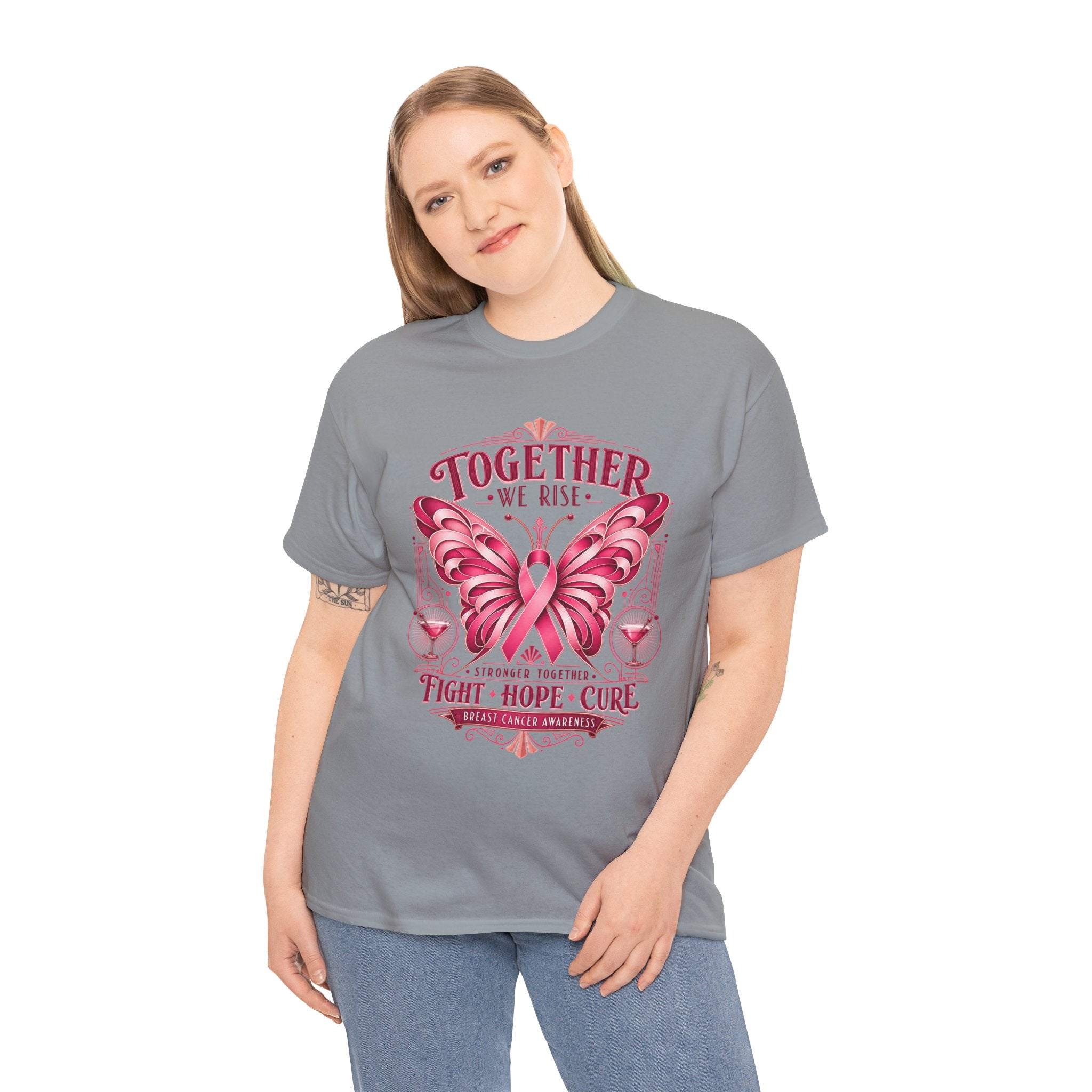 Together We Rise Breast Cancer Awareness T-Shirt — Fight Hope Cure Tee