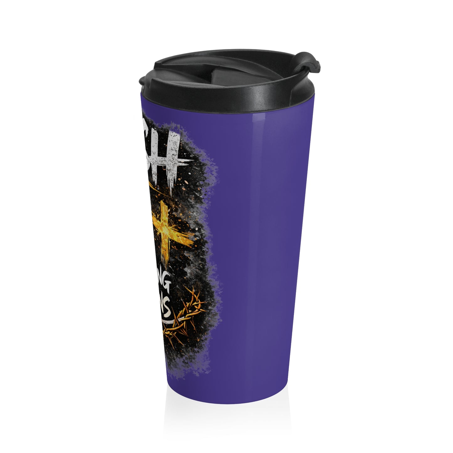 Push: "Pray Until Something Happens" Stainless Steel Blue Travel Mug
