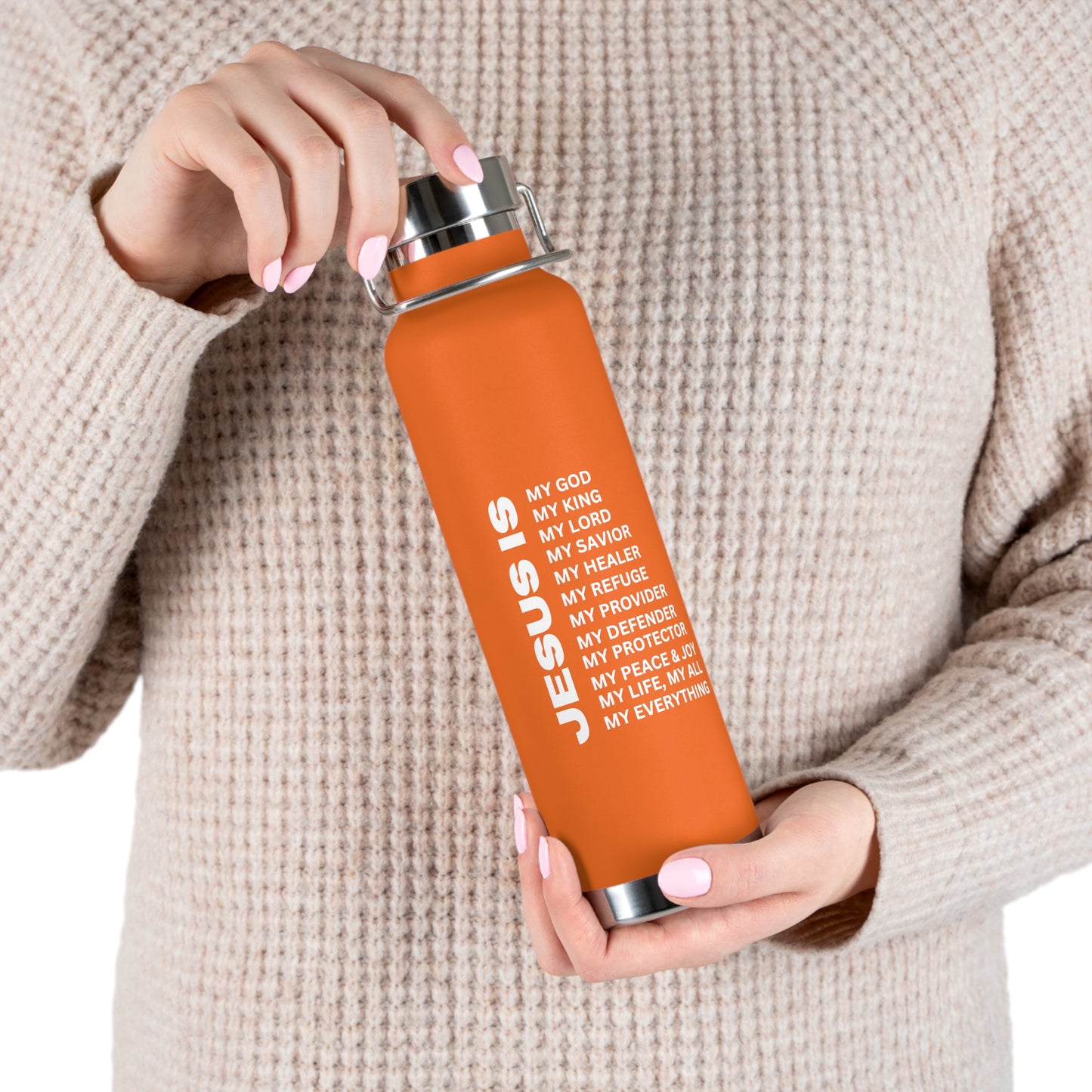 Christian JESUS IS 22oz Insulated Water Bottle - White