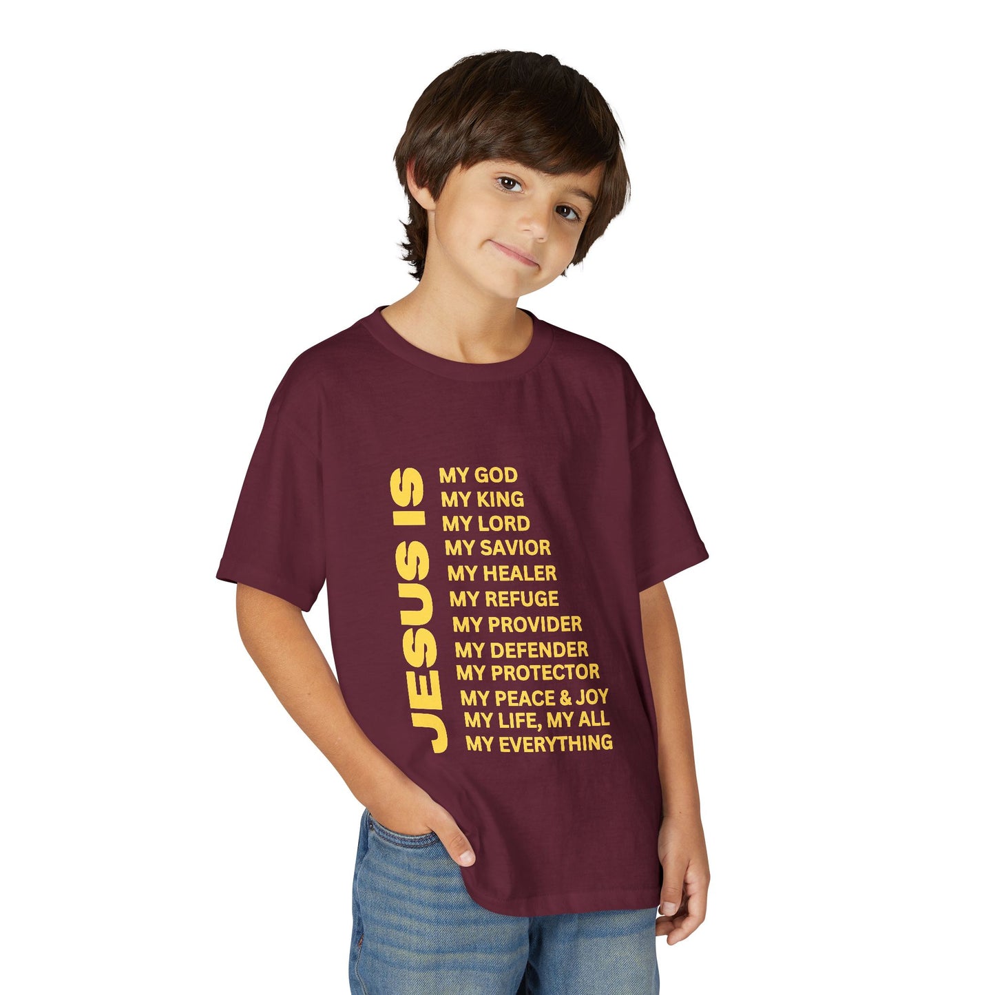 Christian JESUS IS Youth Short Sleeve - Yellow