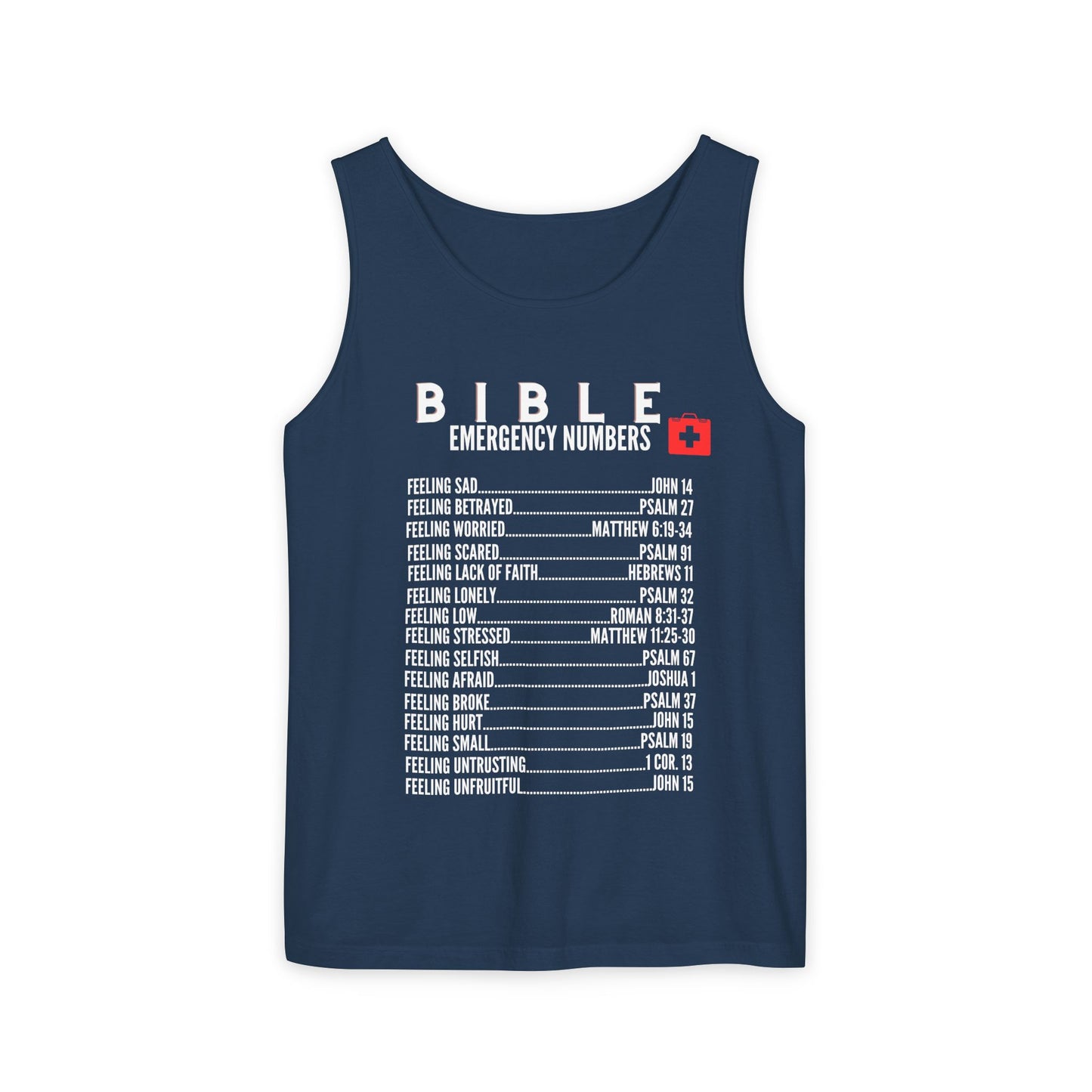 Bible Emergency Numbers Tank Top - White