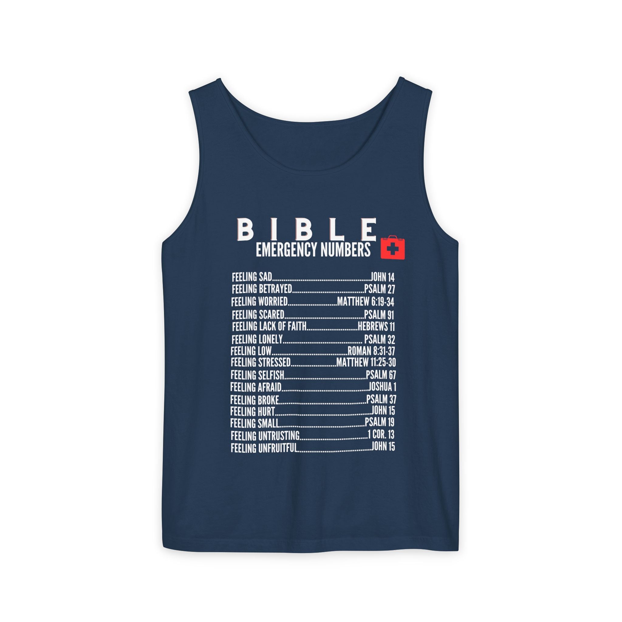 Bible Emergency Numbers Tank Top - White