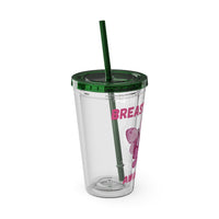 Breast Cancer Awareness 16oz Tumbler with Straw - Butterfly, Heart