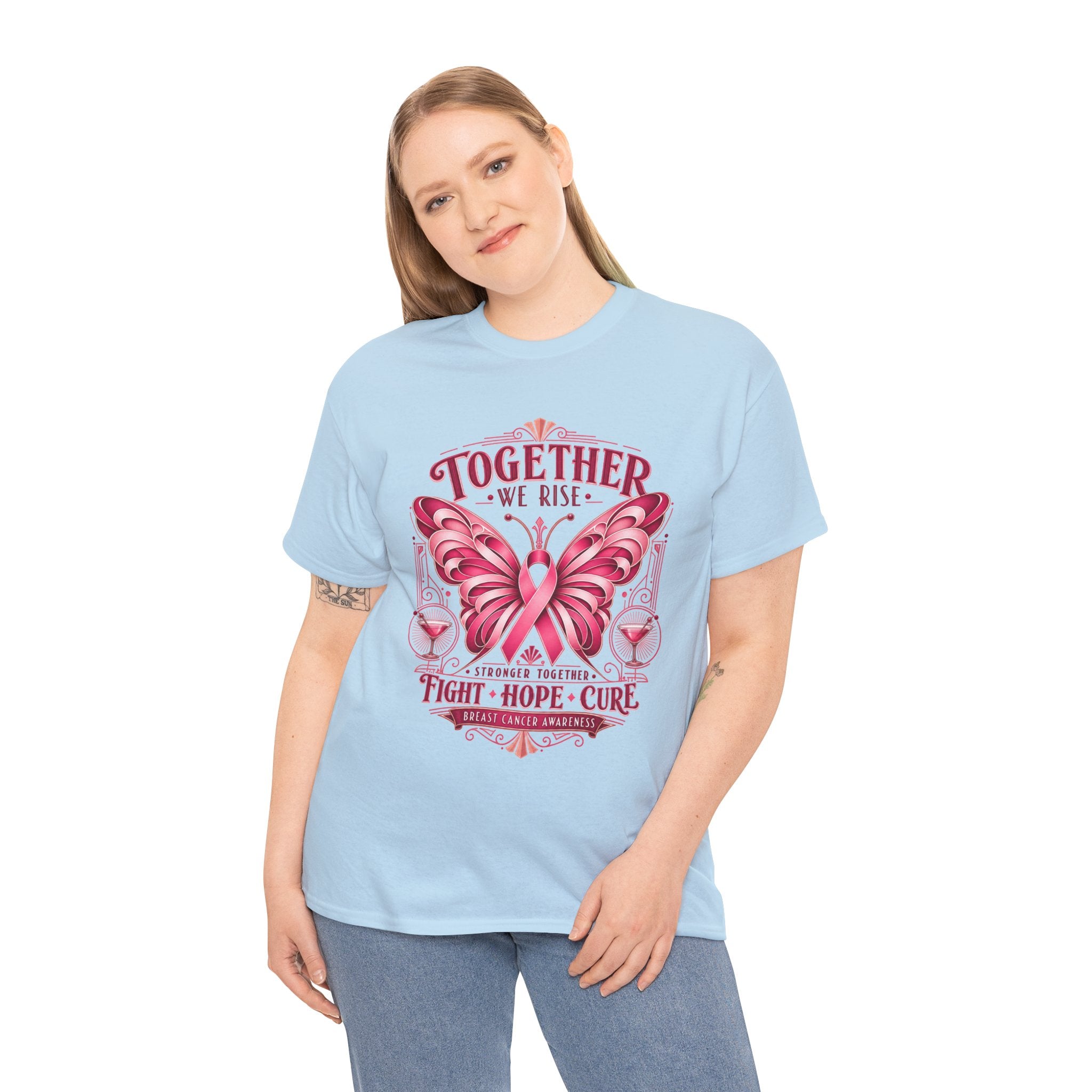 Together We Rise Breast Cancer Awareness T-Shirt — Fight Hope Cure Tee