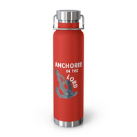 "Anchored in the Lord" 22oz Insulated Water Bottle — White