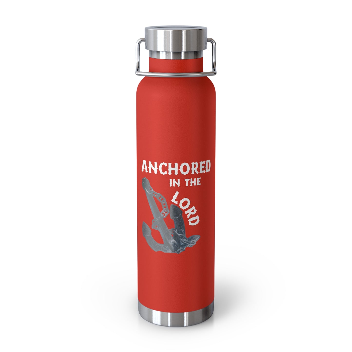"Anchored in the Lord" 22oz Insulated Water Bottle — White