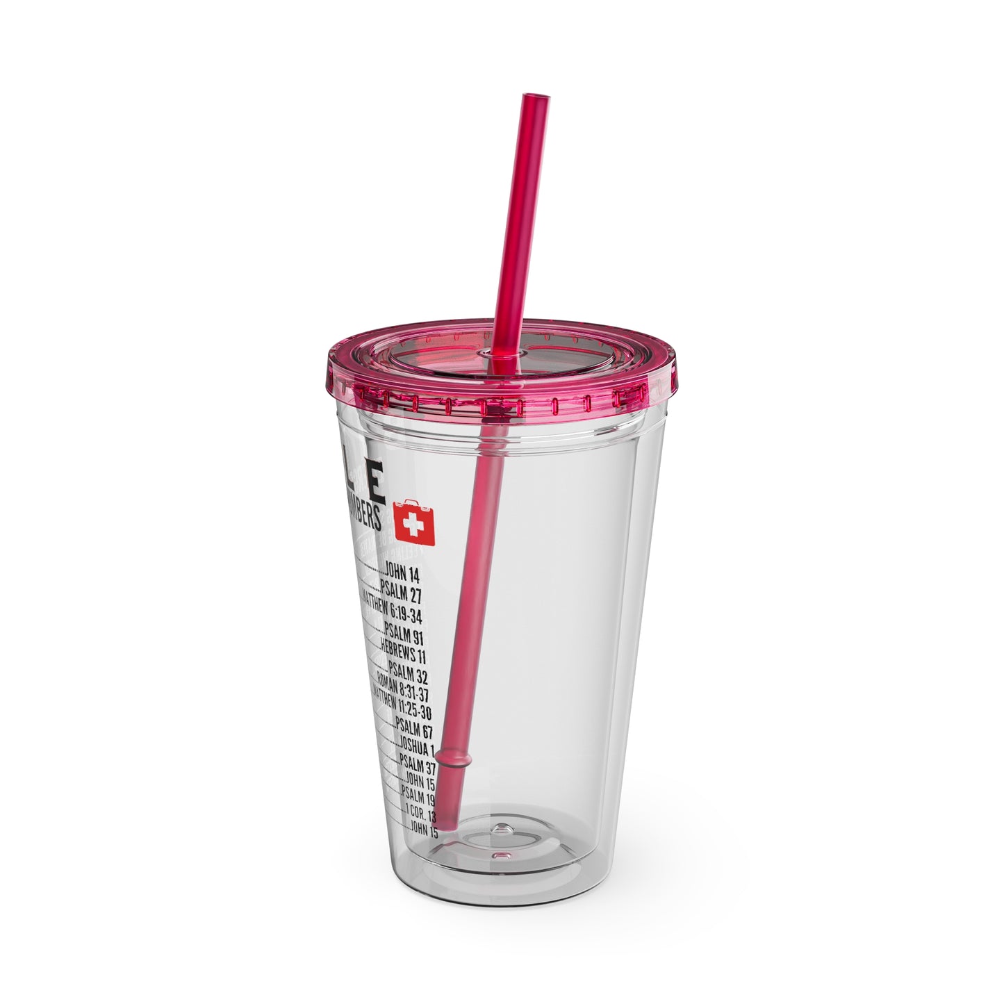 Bible Emergency Numbers 16oz Tumbler with Straw