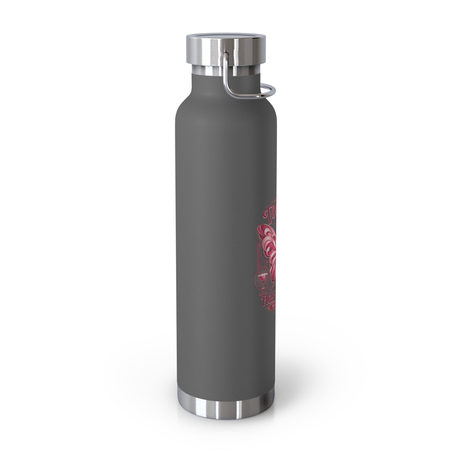 Together We Fight Pink Ribbon Butterfly Cancer 22oz Insulated Water Bottle