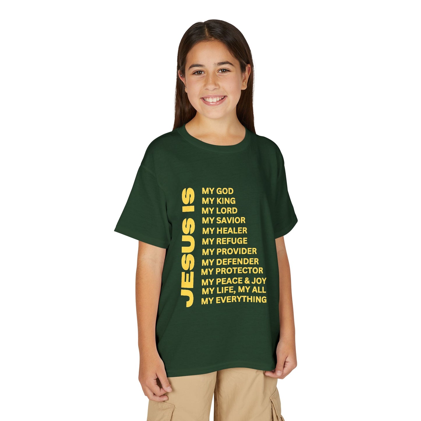 Christian JESUS IS Youth Short Sleeve - Yellow