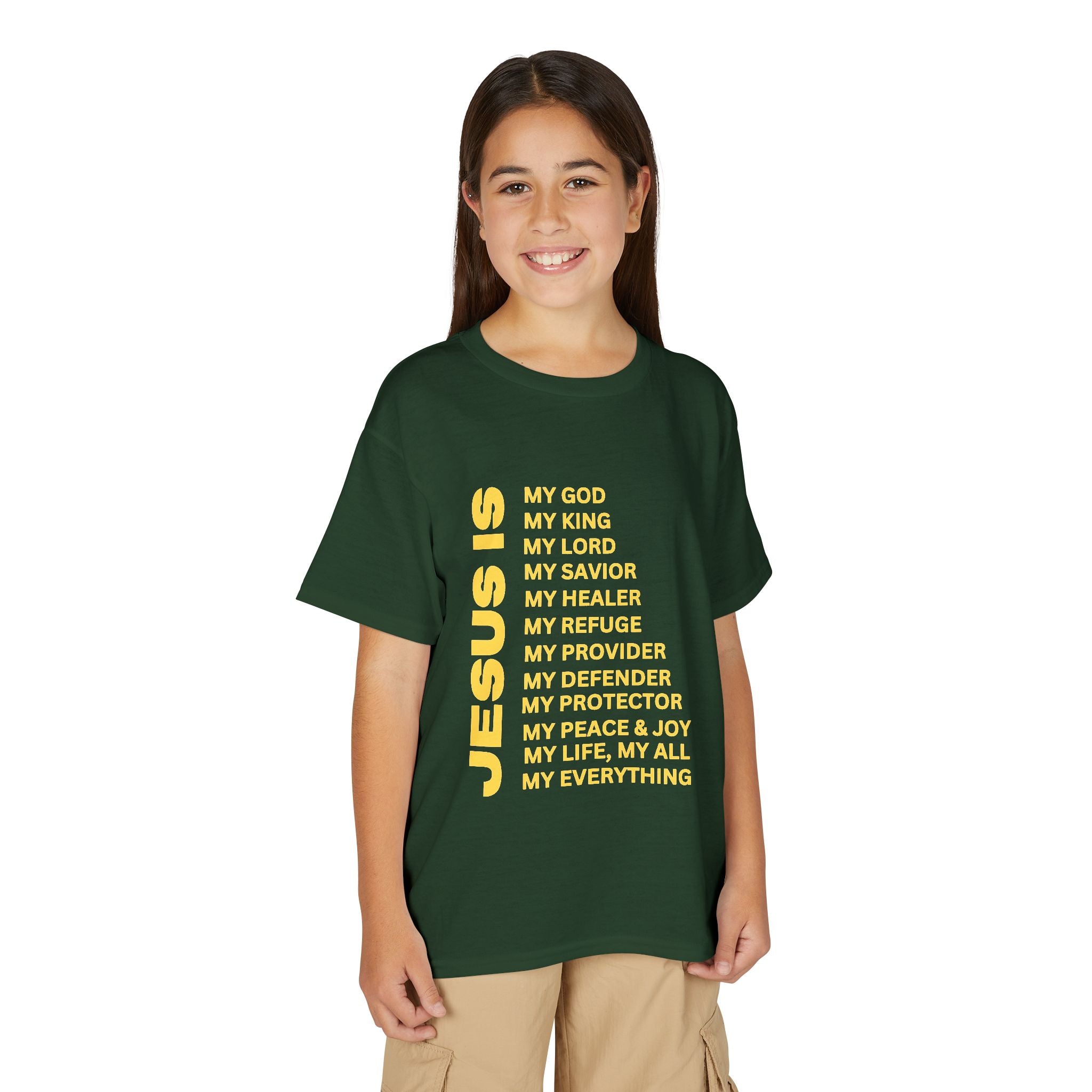 Christian JESUS IS Youth Short Sleeve - Yellow