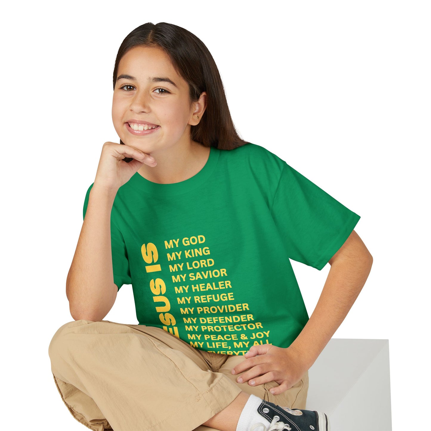 Christian JESUS IS Youth Short Sleeve - Yellow