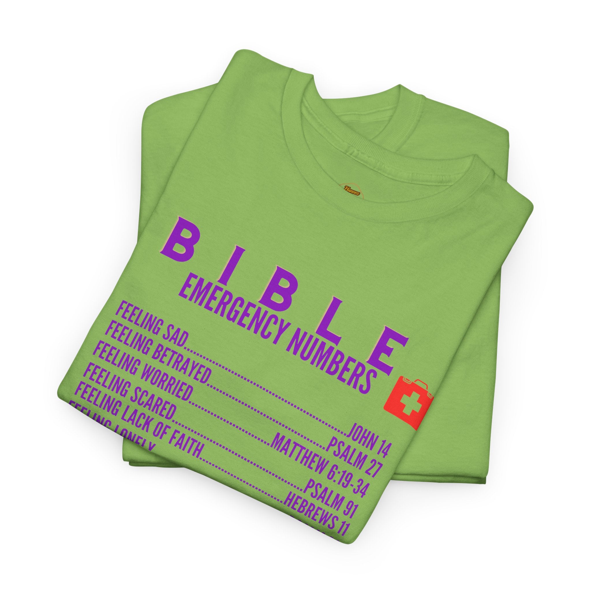 Bible Emergency Numbers Tee - Purple