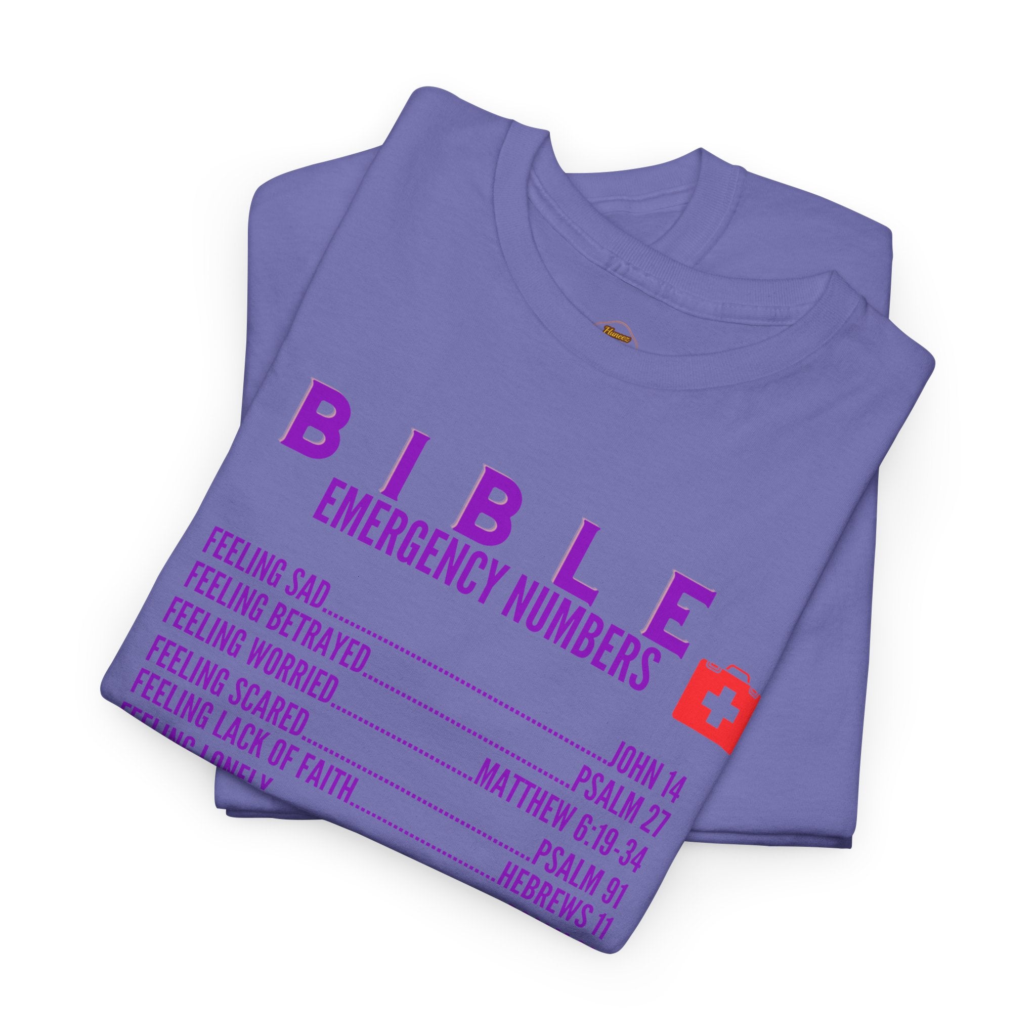 Bible Emergency Numbers Tee - Purple