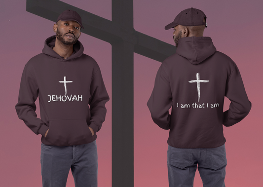 Jehovah Pullover Hoodie Front & Back - White