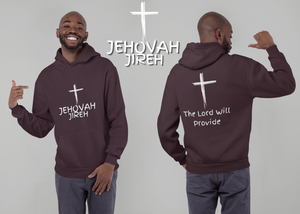 Jehovah Jireh Pullover Hoodie Front & Back - White