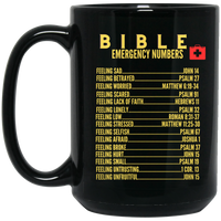Emergency Bible Numbers Christian Mug Gold