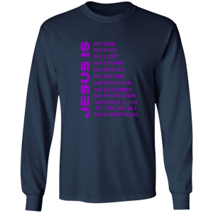 Jesus Is Christian T-Shirt - Long Sleeve Purple