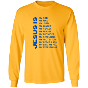 Jesus Is Christian T-Shirt - Long Sleeve Blue