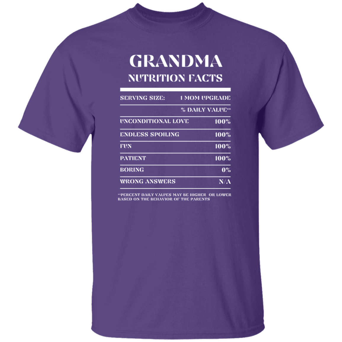 Nutrition Facts T-Shirt SS - Grandma - White