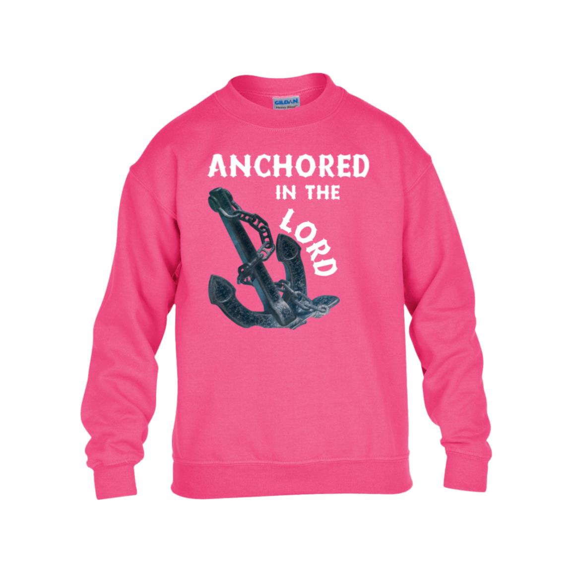 Anchored in the Lord Youth Crewneck Sweatshirt - White