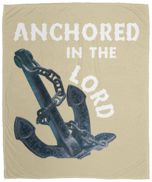 Anchored In The Lord Cozy Plush Fleece Blanket - White