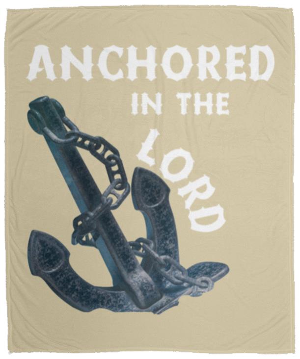 Anchored In The Lord Cozy Plush Fleece Blanket - White