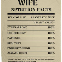 Nutrition Facts Wife Cozy Plush Fleece Blanket - Black