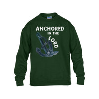Anchored in the Lord Youth Crewneck Sweatshirt - White