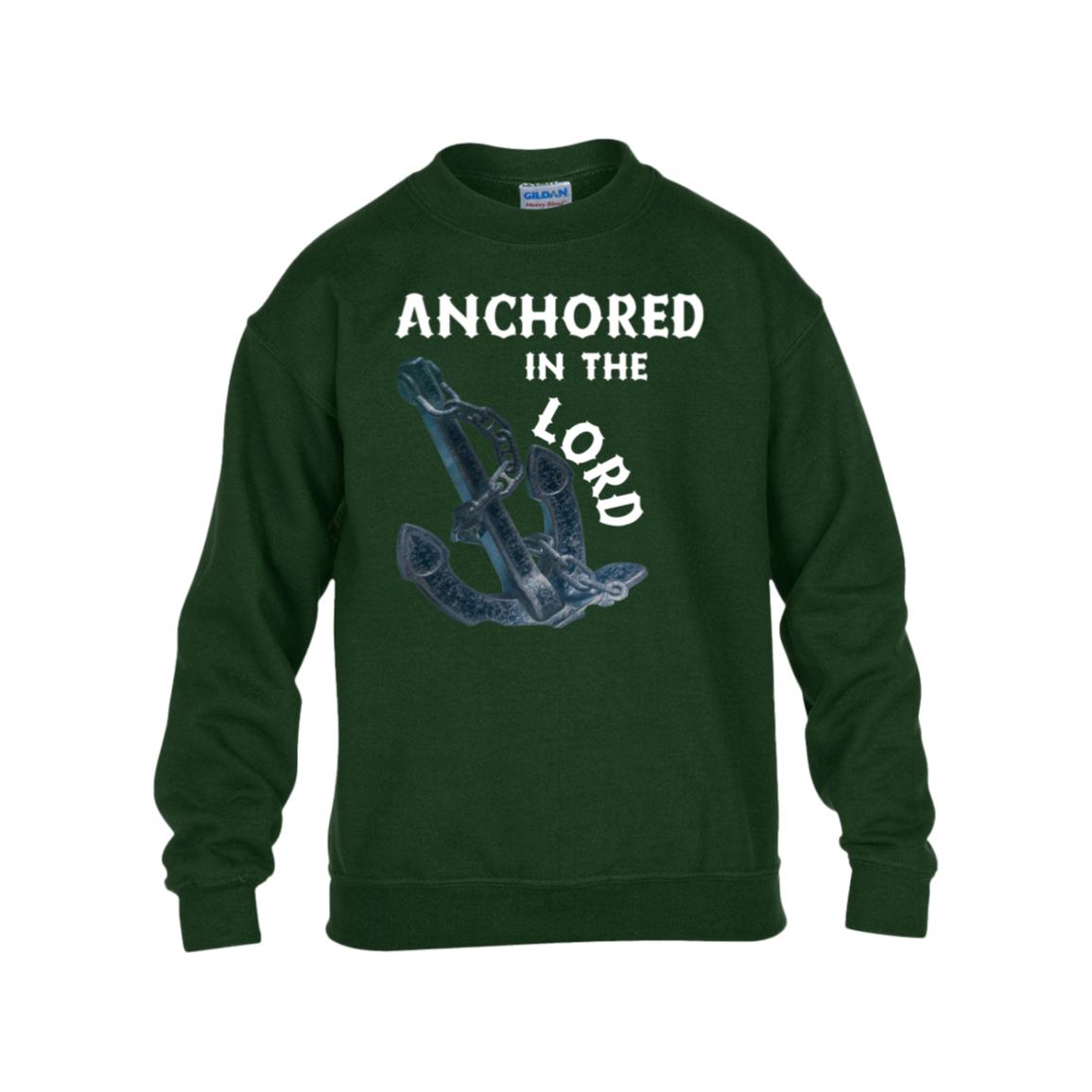 Anchored in the Lord Youth Crewneck Sweatshirt - White