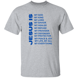 Jesus Is Christian T-Shirt - Short Sleeve Blue