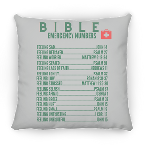 Emergency Bible Numbers Christian Pillow Green