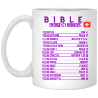 Emergency Bible Numbers Christian Mug Purple