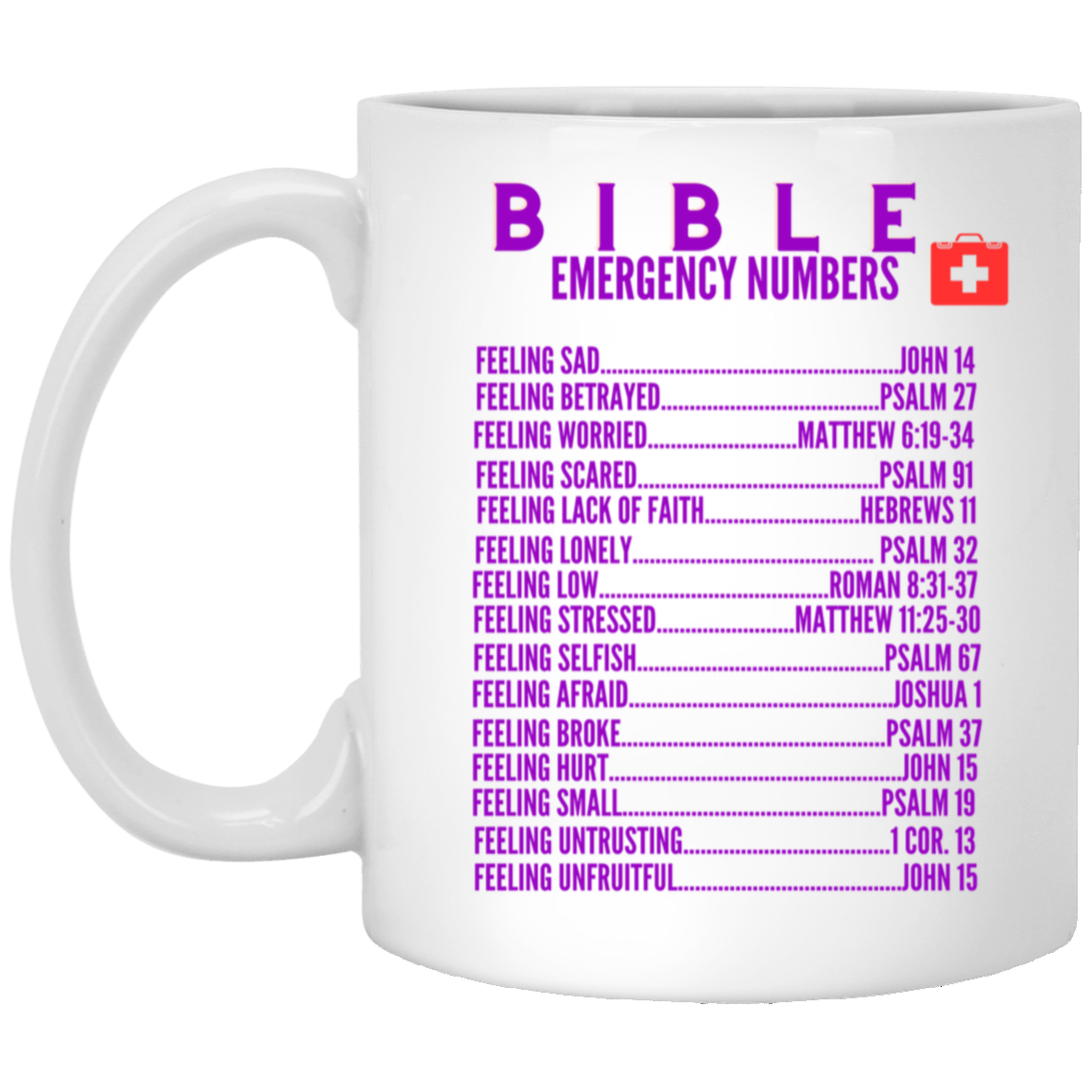 Emergency Bible Numbers Christian Mug Purple