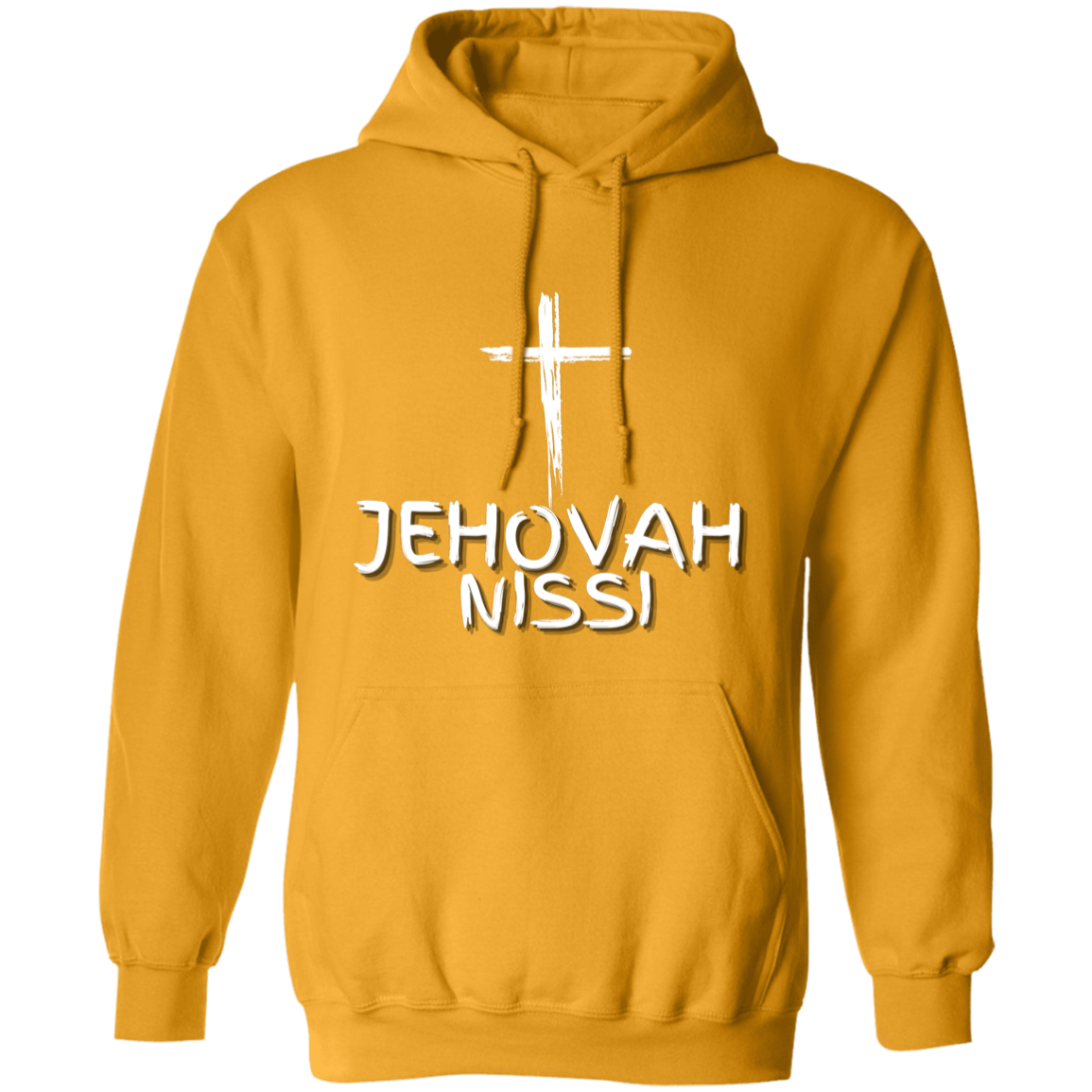 Jehovah Nissi Pullover Hoodie Front & Back - White