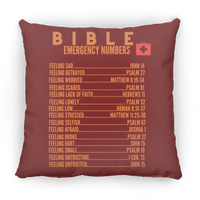 Emergency Bible Numbers Christian Pillow Orange