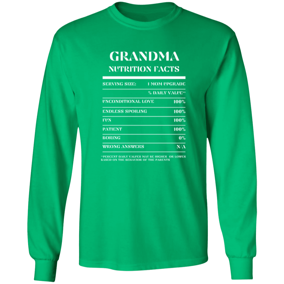 Nutrition Facts T-Shirt LS - Grandma - White