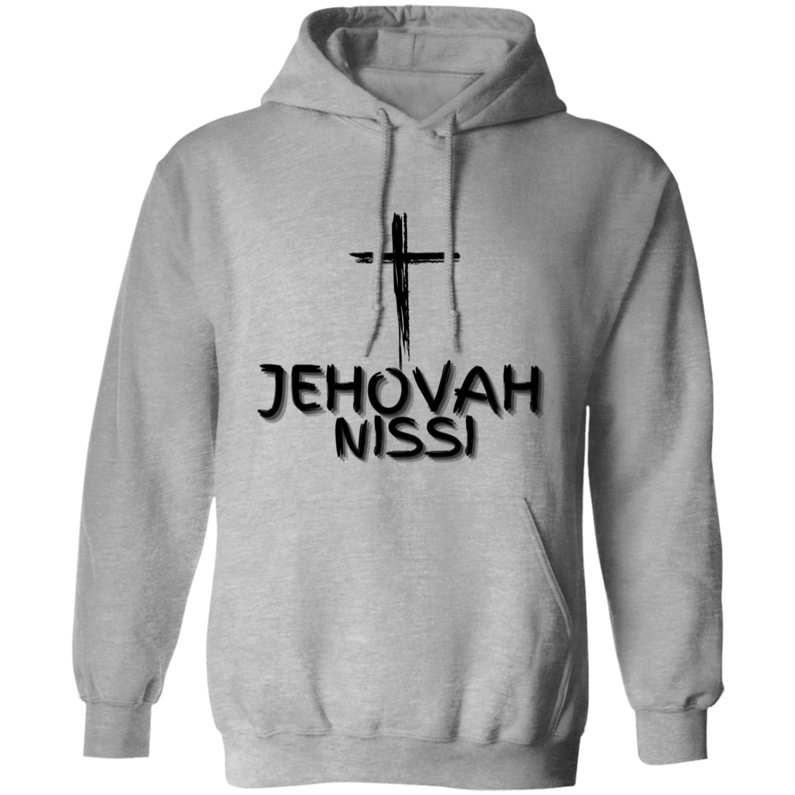 Jehovah Nissi Pullover Hoodie Front & Back - Black