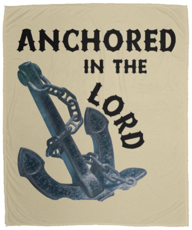 Anchored In The Lord Cozy Plush Fleece Blanket - Black