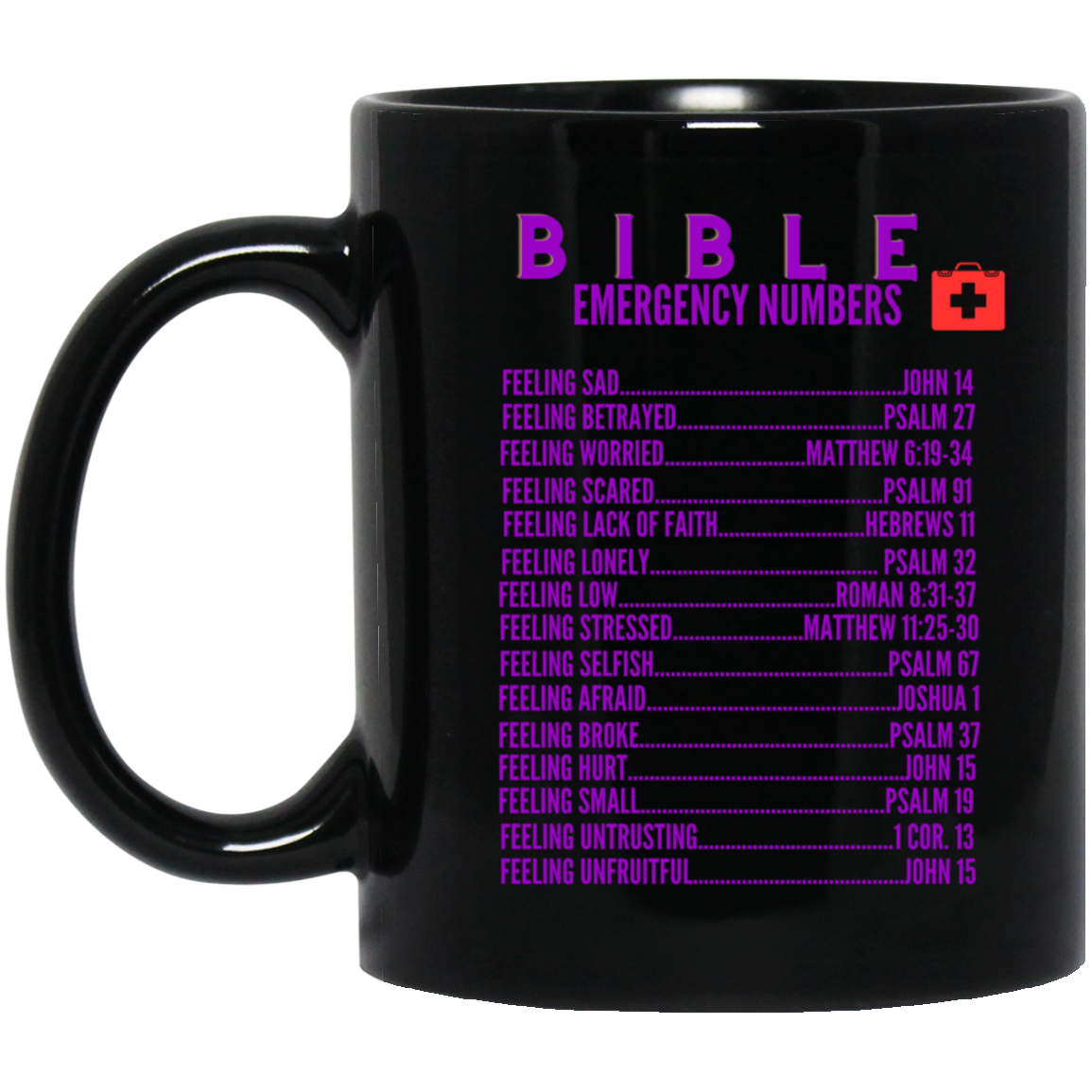 Emergency Bible Numbers Christian Mug Purple