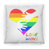 Love Wins Heart Square Pillow