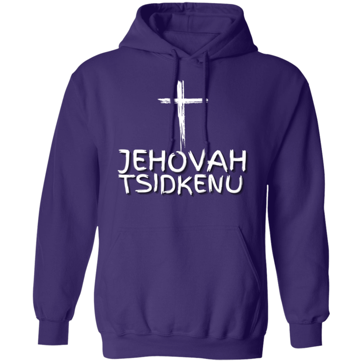 Jehovah Tsidkenu Pullover Hoodie Front & Back - White