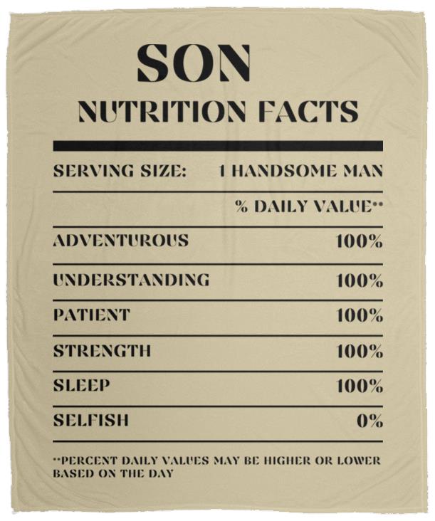 Nutrition Facts Son Cozy Plush Fleece Blanket - Black