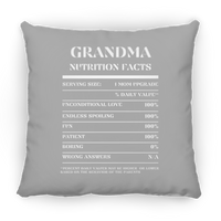 Nutrition Facts Pillow - Grandma - White