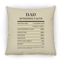 Nutrition Facts Pillow - Dad - Black