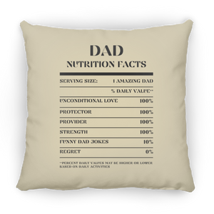 Nutrition Facts Pillow - Dad - Black