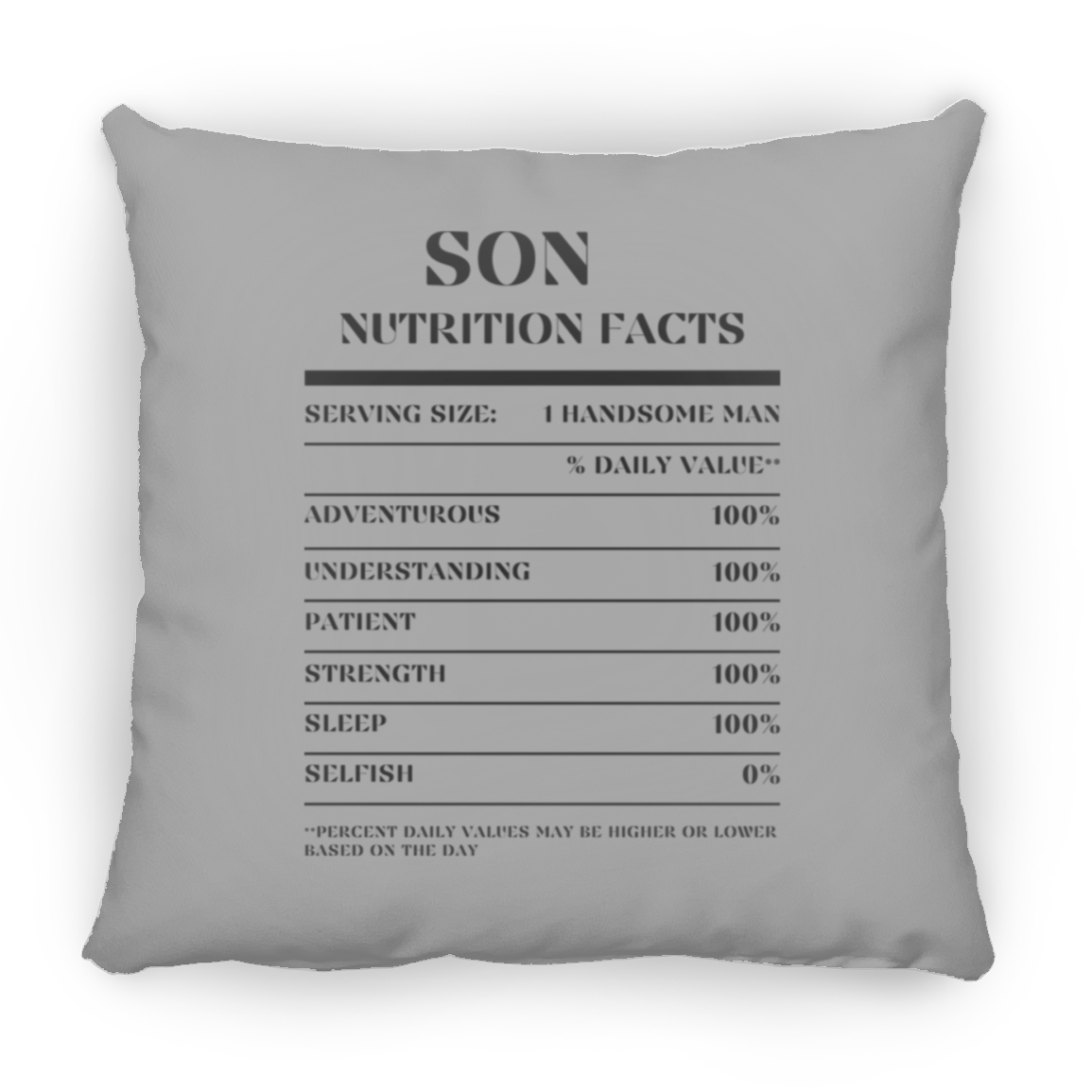 Nutrition Facts Pillow - Son - Black